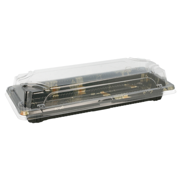 Recipiente Plstico Preto + Tampa para Sushi 217x90x20mm 12x50 un
