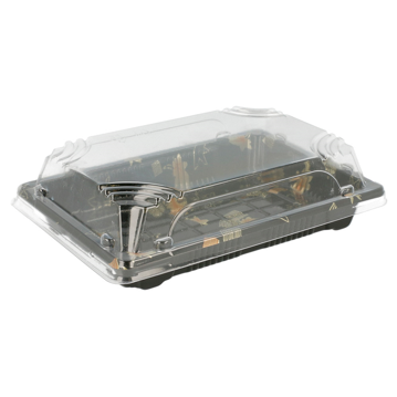 Recipiente Plstico Preto + Tampa para Sushi 163x113x20mm 12x50 un