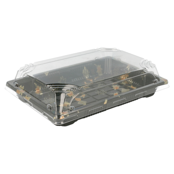Recipiente Plstico Preto + Tampa para Sushi 185x128x22mm 8x50 un
