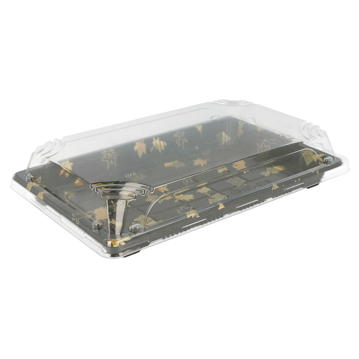 Recipiente Plstico Preto + Tampa para Sushi 214x135x20mm 8x50 un
