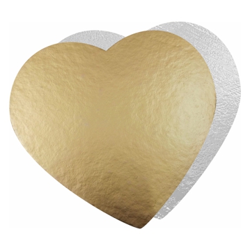 Disco Corao em Carto Metalizado Dourado/Prateado 360x360mm 100 un