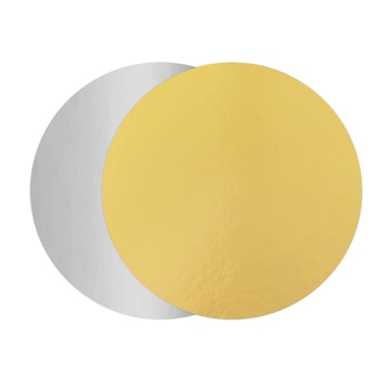 Disco Circular em Carto Metalizado Dourado/Prateado 220 mm 100 un