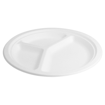 Prato Celulose de Cana de Acar Branco 3 Compart. 260x26mm 16x50 un