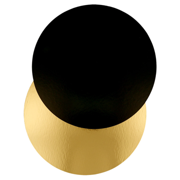 Disco Circular em Carto Metalizado a Ouro e Preto 220 mm 100 un