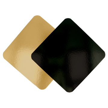 Disco Quadrado em Carto Metalizado a Ouro e Preto 280x280mm 50 un
