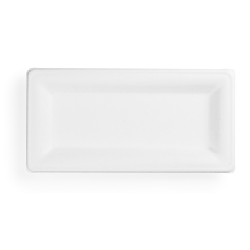 Prato rectangular em Cana de Acar 260x130x20mm Vegware 10x50un