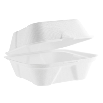 Contentor em Bagao Branco Hamburguer 134x128x84mm 12g Vegware 10x50un