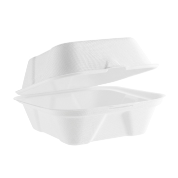 Contentor em Bagao Branco Hamburguer 152x148x79mm 21g Vegware 10x50un