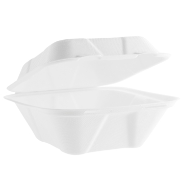 Contentor Rectangular em Bagao Branco 160x172x83mm 30g Vegware 10x50un