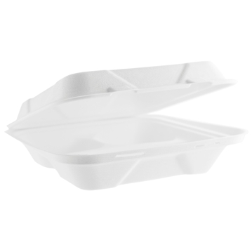 Contentor Rectangular em Bagao Branco 3 cavidades 235x235x75mm 42g Vegware 4x50un