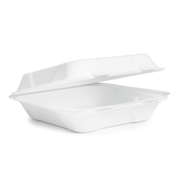 Contentor Rectangular em Bagao Branco 195x215x65mm 38g Vegware 4x50un