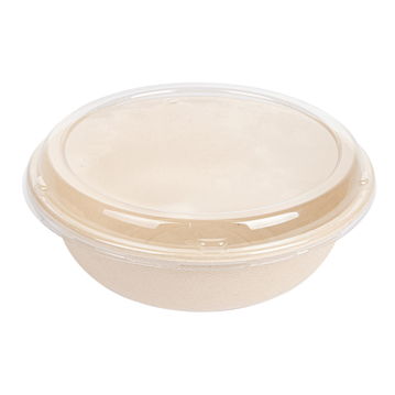 Saladeira em Cana de Acar Natural 190x78mm 950ml + Tampa Transparente 4x50un