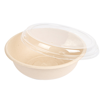 Saladeira em Cana de Acar Natural 190x78mm 950ml + Tampa Transparente 4x50un