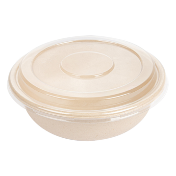 Saladeira em Cana de Acar Natural 175x78mm 750ml + Tampa Transparente 4x50un