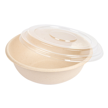 Saladeira em Cana de Acar Natural 175x78mm 750ml + Tampa Transparente 4x50un