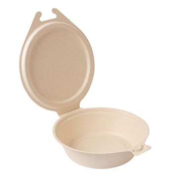 Saladeira em Cana de Acar Natural 180x135x50mm 600ml com Tampa 6x50un