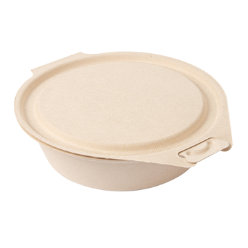 Saladeira em Cana de Acar Natural 180x135x50mm 600ml com Tampa 6x50un