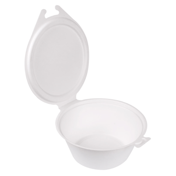 Saladeira em Cana de Acar Branco 200x135x80mm 1300ml com Tampa 6x50un