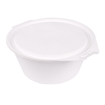 Saladeira em Cana de Acar Branco 200x135x80mm 1300ml com Tampa 6x50un