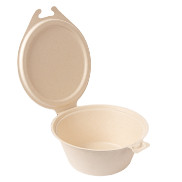 Saladeira em Cana de Acar Natural 200x135x80mm 1300ml com Tampa 6x50un