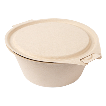 Saladeira em Cana de Acar Natural 200x135x80mm 1300ml com Tampa 6x50un