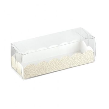 Embalagem de Plstico Transparente com base em Cartolina Marfim para Macarons 160x50x50mm 200 un