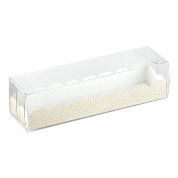 Embalagem de Plstico Transparente com base em Cartolina Marfim para Macarons 190x50x50mm 200 un