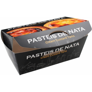 Caixa em cartolina para 4 Pasteis de Nata 137x73x60mm Impress�o Preto 4x25un