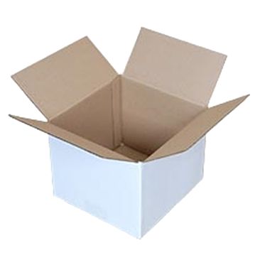 Caixa de Carto Canelado Branco/castanho Rectangular 400x300x140mm