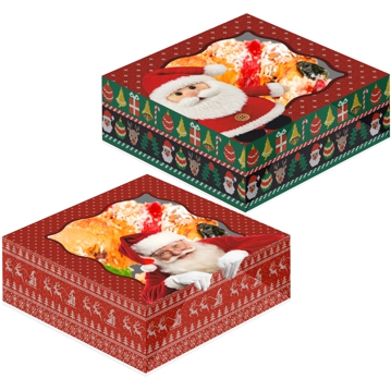 Caixa em cartolina com janela para Bolo Rei 280x280x75mm (50 pares) 100 un