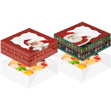 Caixa em cartolina com janela para Bolo Rei 250x250x75mm (50 pares) 100 un