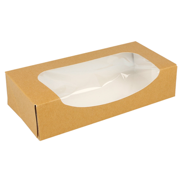 Embalagem Rectangular com Janela Kraft 200x90x45mm 400un