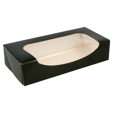 Embalagem Rectangular com Janela Preto 200x90x45mm 400un