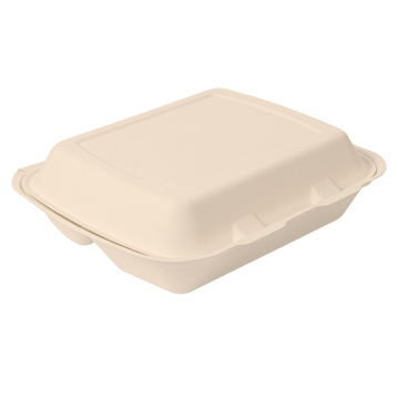 Contentor Rectangular em Cana de Acar Natural 3 Compart. 230x180x73mm 950ml 4x50un