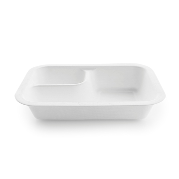 Bandeja em Bagao Branco 2 Compartimentos 360ml 12oz 190x130x35mm 15g Vegware 12x50un