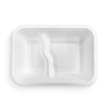 Bandeja em Bagao Branco 2 Compartimentos 250x180x40mm 26g Vegware 12x50un