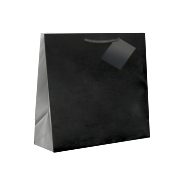 Saco Papel Boutique Preto com Asa Cordo 120+70x160mm 100un