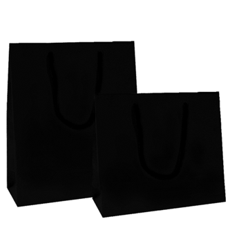 Saco Papel Boutique Preto com Asa Cordo 400+150x320mm 100un