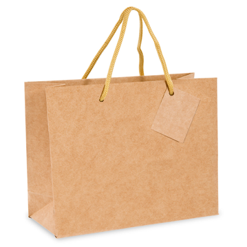 Saco Papel Kraft Boutique com Asa Cordo 400+150x320mm 100un