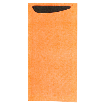 Saqueta Talheres Celulose Laranja 112x225mm + Guardanapo Dry Tissue 330x400mm 250 un
