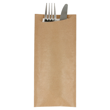 Saqueta Talheres Kraft Verjurado Natural 85x195mm + Guardanapo Dry Tissue 330x330mm 250 un