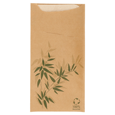 Saqueta Talheres Kraft Verjurado FeelGreen 112x225mm + Guardanapo Tissue 2 folhas 330x400mm 400 un