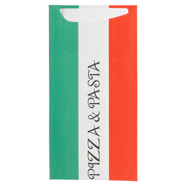 Saqueta Talheres Celulose Pizza Pasta 112x225mm + Guardanapo Tissue 2 folhas 330x400mm 400 un