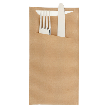 Saqueta Talheres Kraft Verjurado 112x225mm + Guardanapo Tissue 2 folhas 330x400mm 400 un