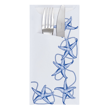 Saqueta Talheres Celulose Antibes 112x225mm + Guardanapo Tissue 2 folhas 330x400mm 400 un