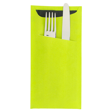 Saqueta Talheres Celulose Verde Anis 112x225mm + Guardanapo Tissue 2 folhas 330x400mm 400 un