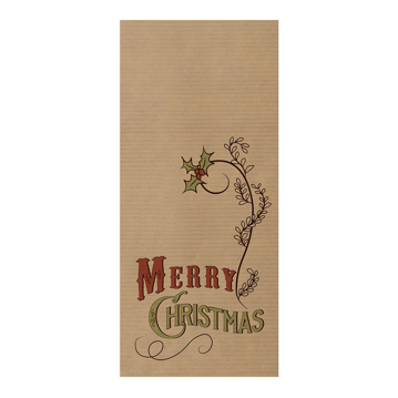 Saqueta Talheres Kraft Verjurado Merry Christmas 110x250mm + Guardanapo Double Point 2 folhas 320x400mm 2x150 un