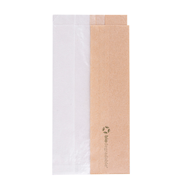 Saqueta de Papel Kraft com Janela em papel Cristal 90+55x180mm 250 un