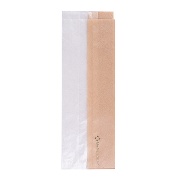 Saqueta de Papel Kraft com Janela em papel Cristal 90+55x260mm 250 un