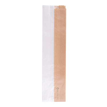 Saqueta de Papel Kraft com Janela em papel Cristal 90+55x380mm 250 un